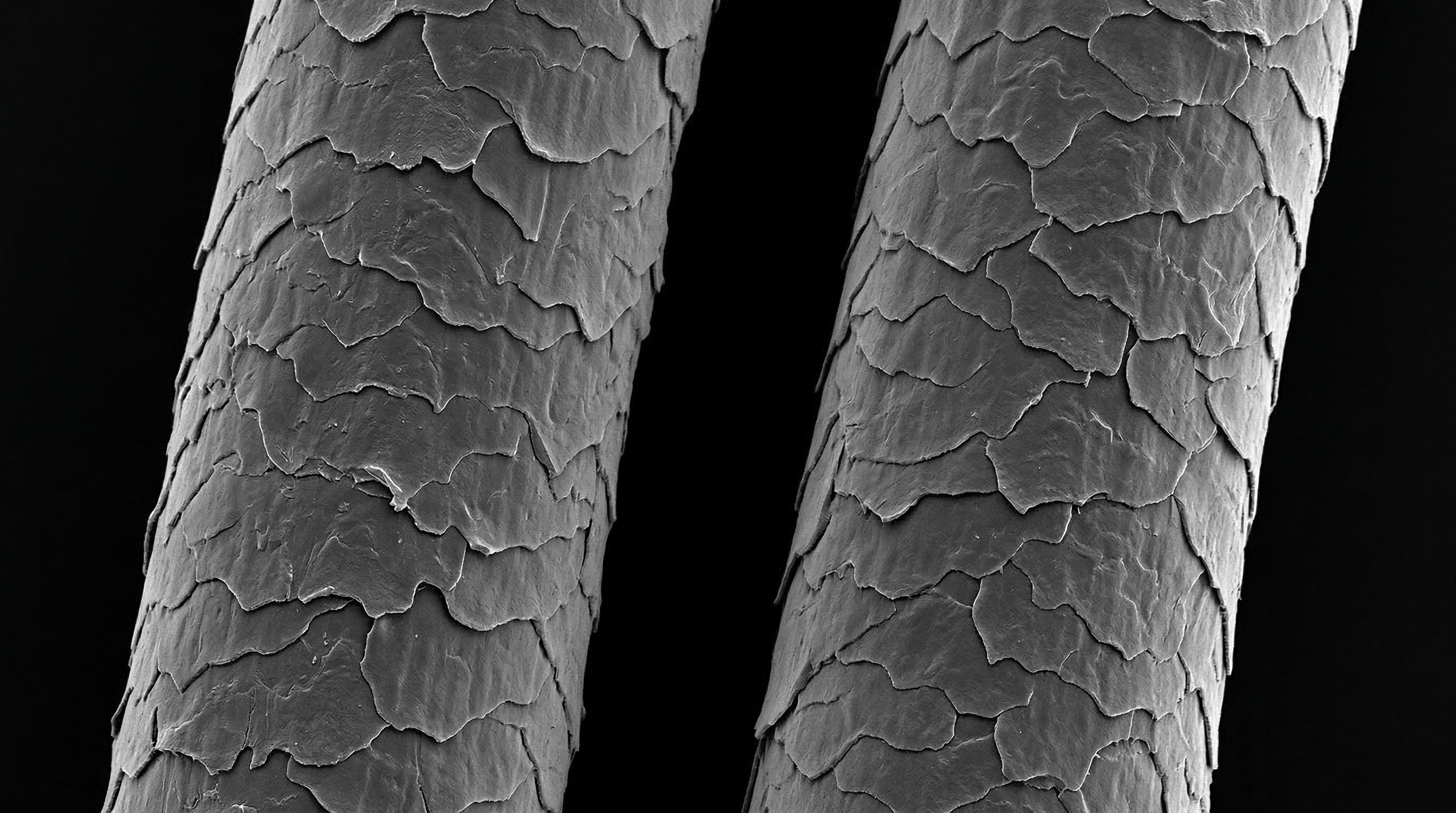 Keçi kılının pullu keratin yapısı elektronik mikroskop altında
